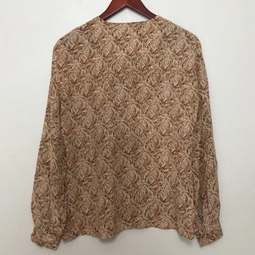 Tess Vintage 100% Silk Button Front Sheer Blouse Shirt - Picture 2 of 4